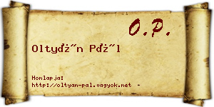 Oltyán Pál névjegykártya